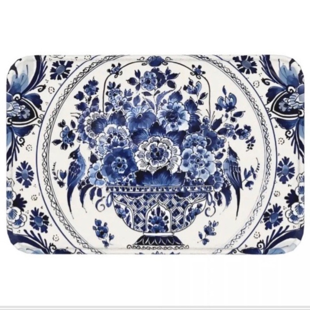 Door Mat Blue and White Rug Carpet